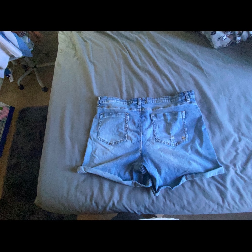 Blue Denim Ripped Shorts